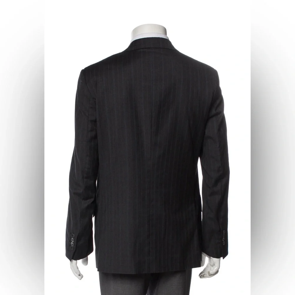 ISAIA Recent Striped Charcoal + Blue Wool Blazer - 38R - Picture 6 of 13